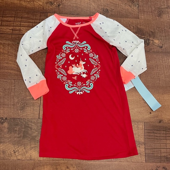 NWT girls unicorn Christmas nightgown pajamas Sz 4/5 extra small XS - Picture 2 of 7